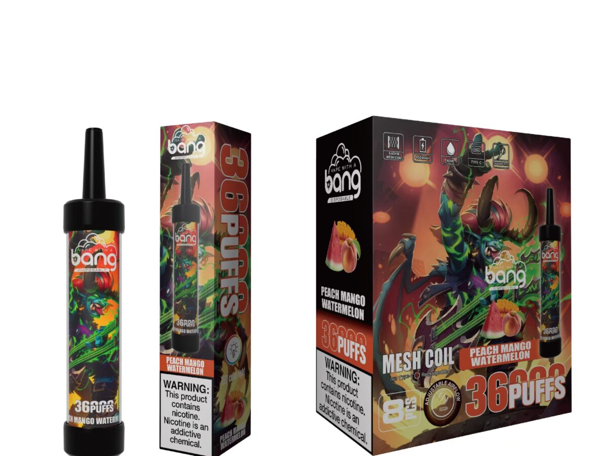 Enjoy Peach Mango and Watermelon with the Bang 36000 Puffs disposable e-cigarette  and mesh coil | Myvapesite.de
