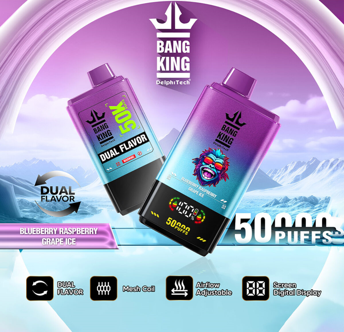 Bang King 50000 Puffs Blueberry Raspberry Grape Ice for intensive pleasure  | Myvapesite.de